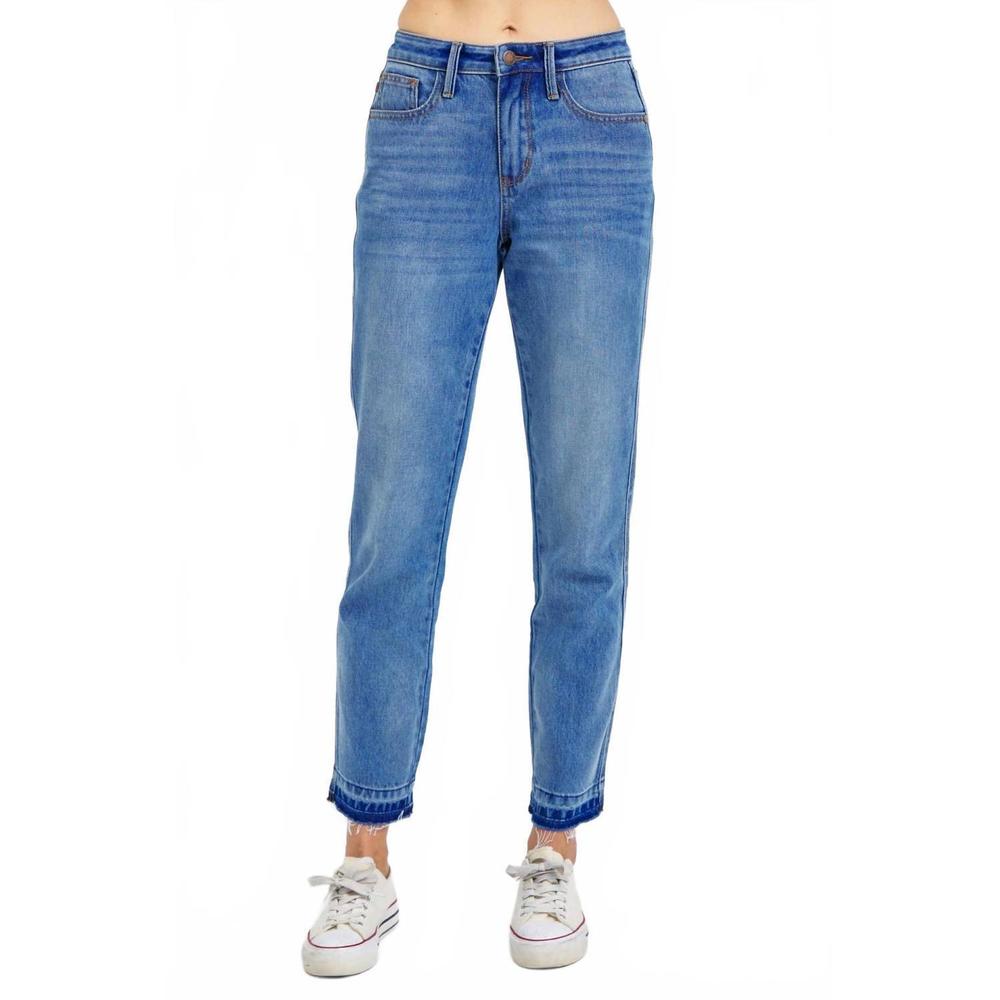NEW JUDY BLUE rigid magic release hem boyfriend jeans in blue